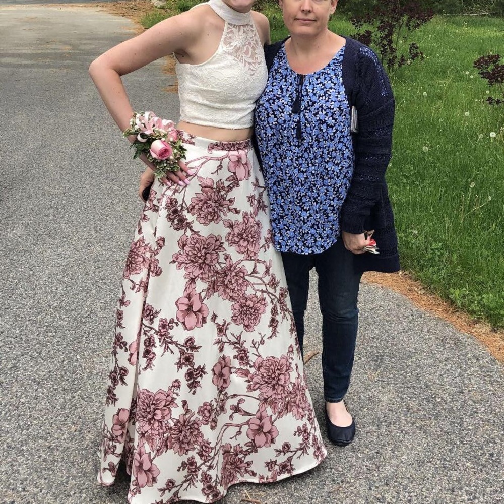 Two Piece Floral Prom Dress